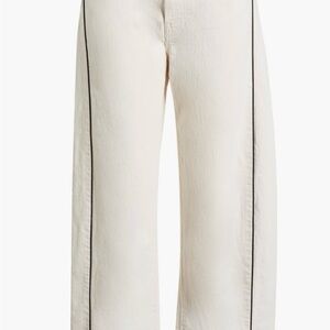 MOTHER Cream Flare Jeans with Black Accents